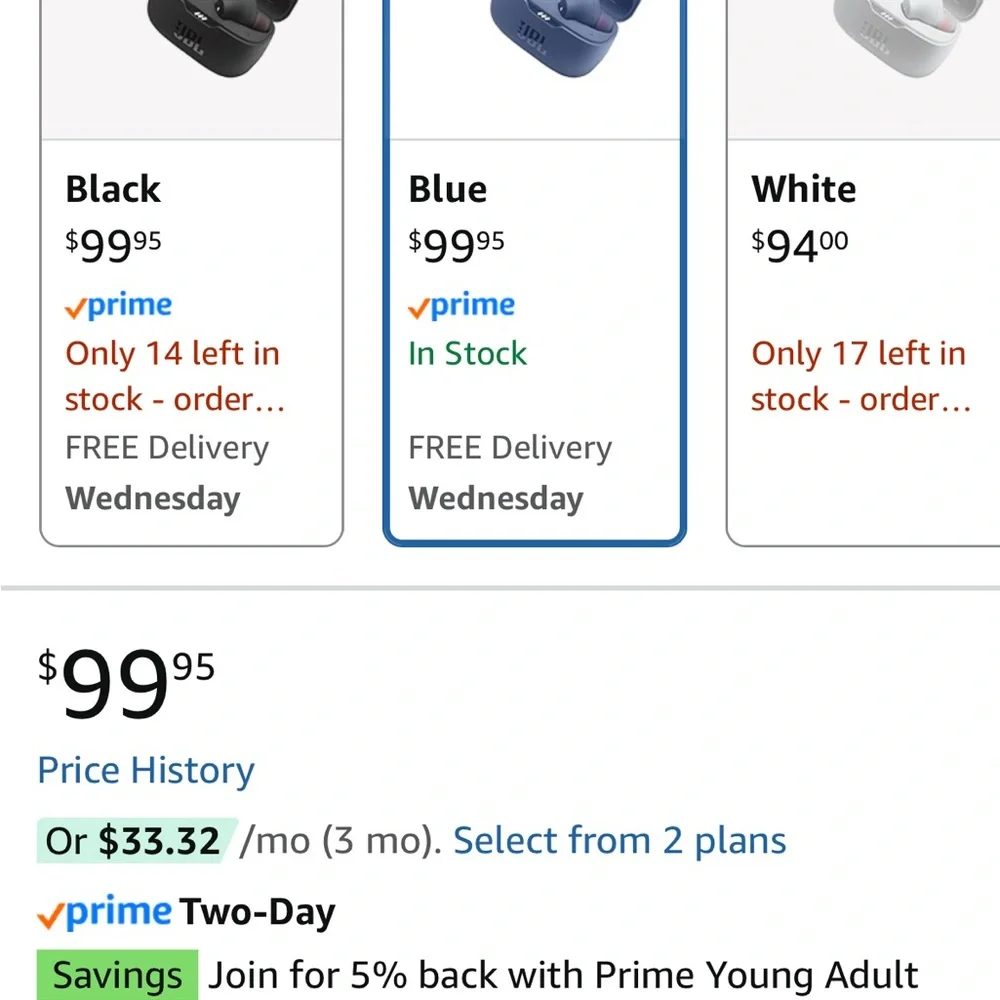 JBL TUNE230NC Wireless Bluetooth Earbuds with Pink Charging Case - Navy Blue